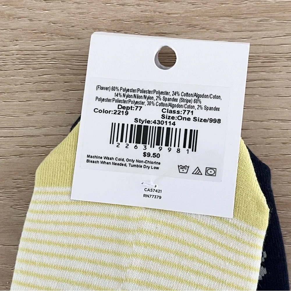 LOFT 4 Pair No-Show Socks Spring Floral Stripes Geometric